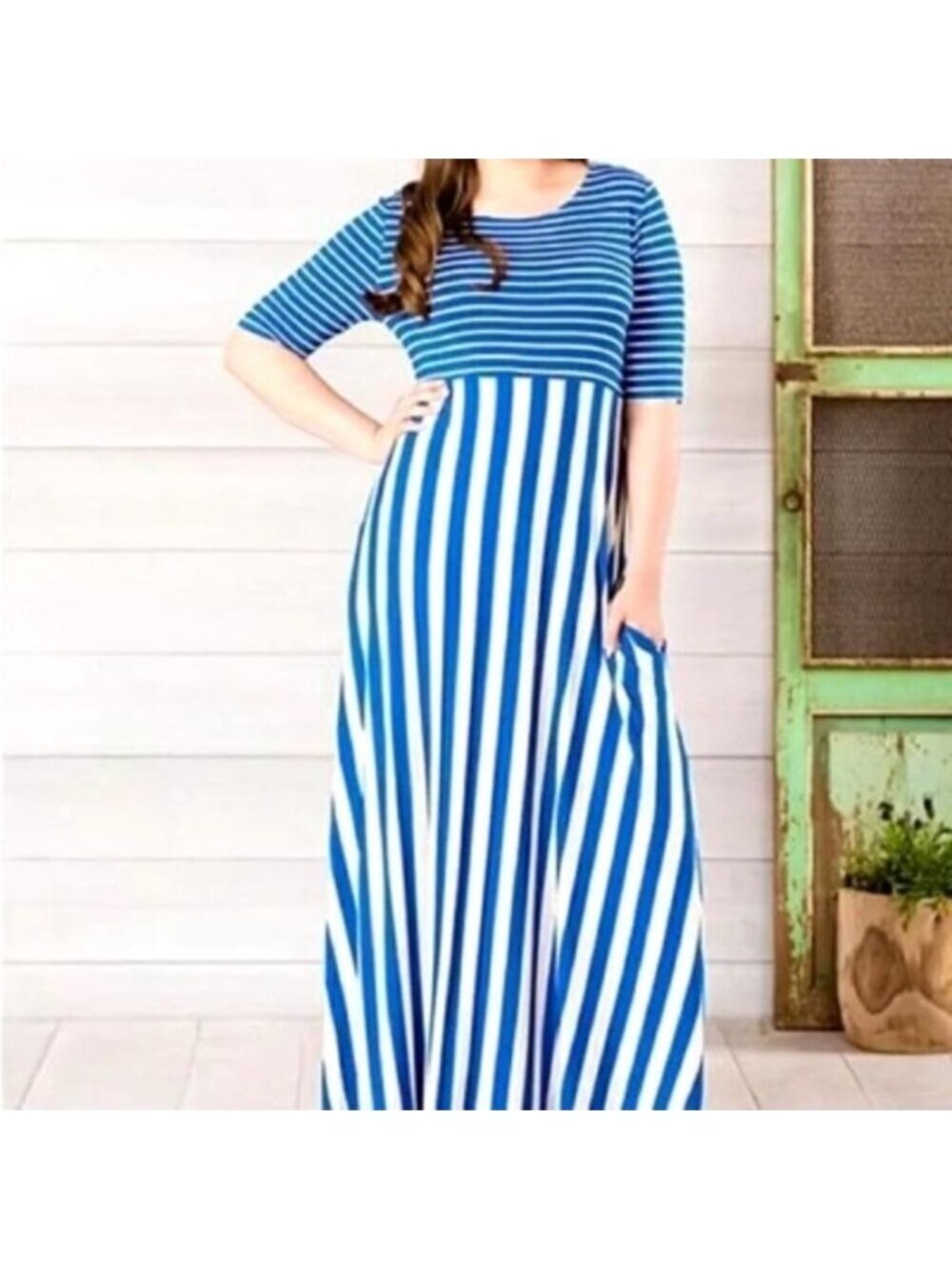 Matilda Jane XS Adventure Begins the Road Ahead Striped Maxi Dress